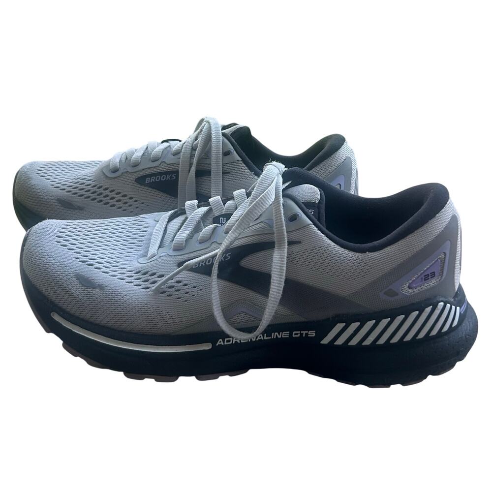 Brooks Adrenaline GTS 23 Women 6 Gray Black Purple Running Shoe Walking Gym - Picture 2 of 4